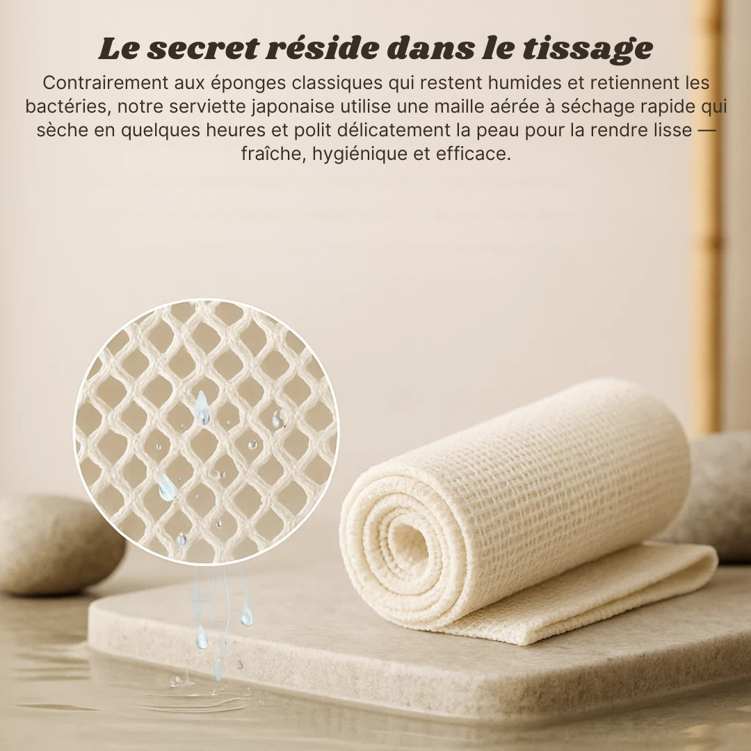 Serviette Japonaise exfoliante ultra-douce - SkinMochi™